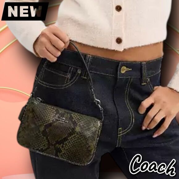 New NWT Coach Nolita 19 With Snake Print – Gunmetal/Olive Multi – Style CCF62 - Picture 8 of 8